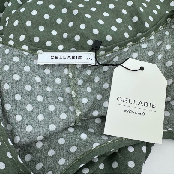 Cellabie Dress Women 3XL NEW Green Polka Dot Sleeveless Rayon Pockets Round Neck - Picture 6 of 10